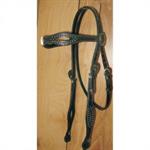 DRAFT HEADSTALL WITH REINS AND SILVER DOTS - BLACK