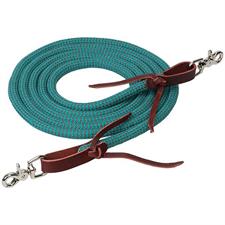 ECOLUXE BAMBOO ROUND TRAIL REIN 1/2" X 10' - TURQUOISE/CHARCOAL