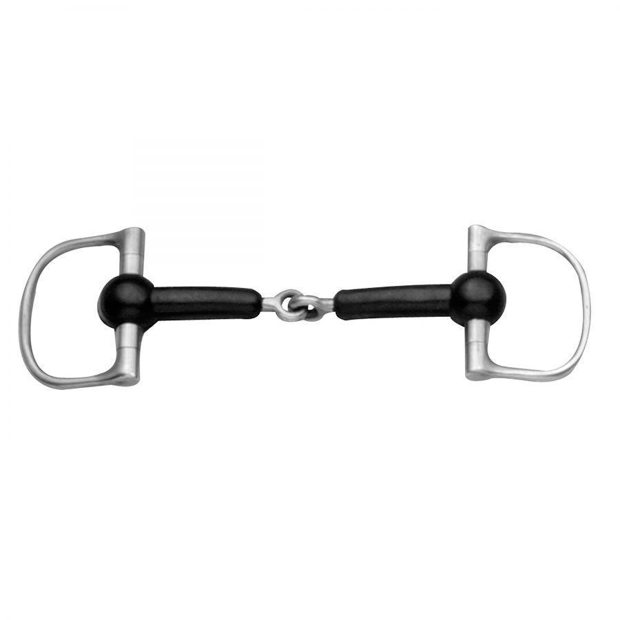 KORSTEEL SOFT RUBBER MOUTH JOINTED DEE RING SNAFFLE BIT - 5.5"
