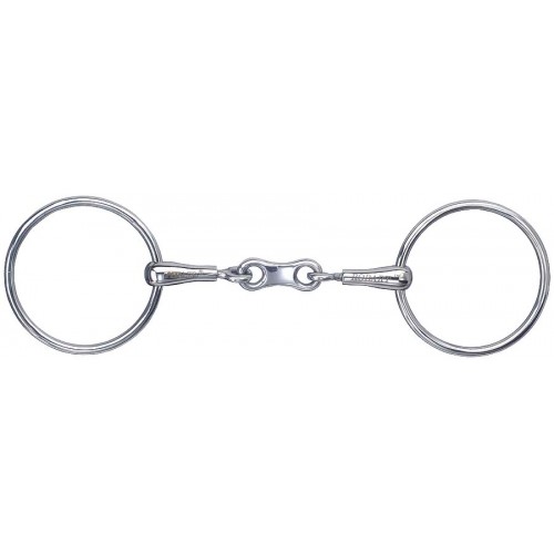 PINCHLESS STAINLESS STEEL RING SNAFFLE W/ FRENCH LINK MOUTH 5"