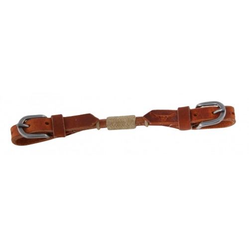 WESTERN RAWHIDE HARNESS LEATHER ROUNDED CURB STRAP W/BRAIDED RAWHIDE