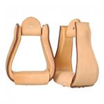 WIDE LEATHER-COVERED STIRRUPS 3^ TREAD LIGHT OIL